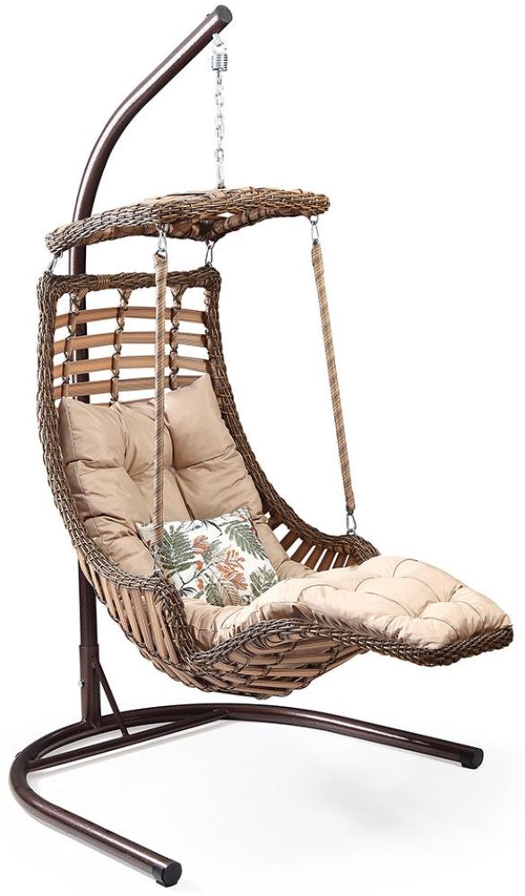 Capri Swing Gartenschaukel Rattan Hängesessel mit Gestell Hängeschaukel Alacati Plus Weiß Bild 1