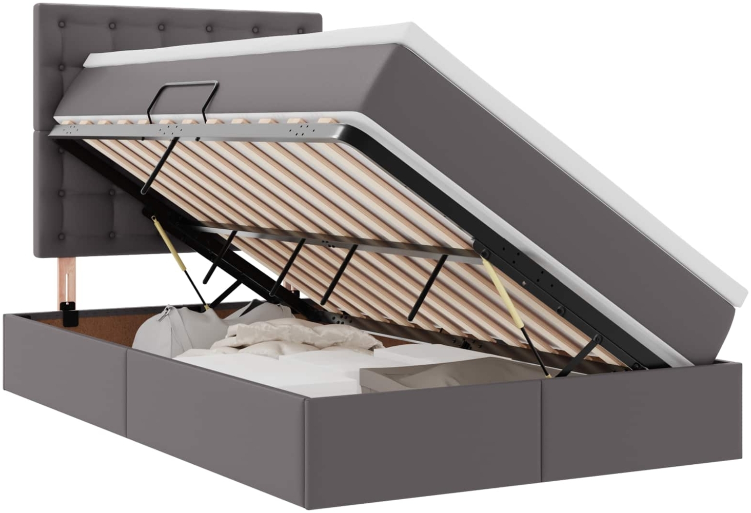 vidaXL Aufbewahrungsbett mit Matratze Grau 120x200 cm Kunstleder 3371663 Bild 1