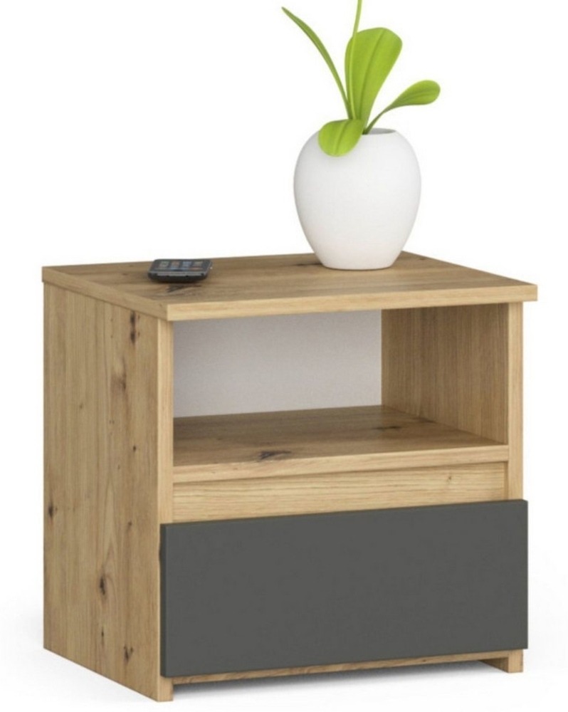 Home Collective Kommode 40 cm breit Holz Highboard Sideboard für Flur Schlafzimmer Wohnzimmer (Mehrzweckschrank Schrank schmal Kommode Schlafzimmer mit Schubladen), Kinderzimmer Organizer, 40 cm hoch mit 1 Schublade Artisan Eiche-grau Bild 1