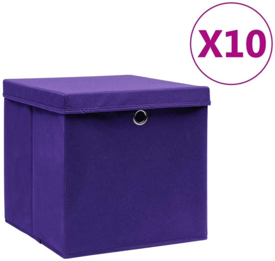 vidaXL Aufbewahrungsboxen mit Deckeln 10 Stk. 28x28x28 cm Lila 325214 Bild 1