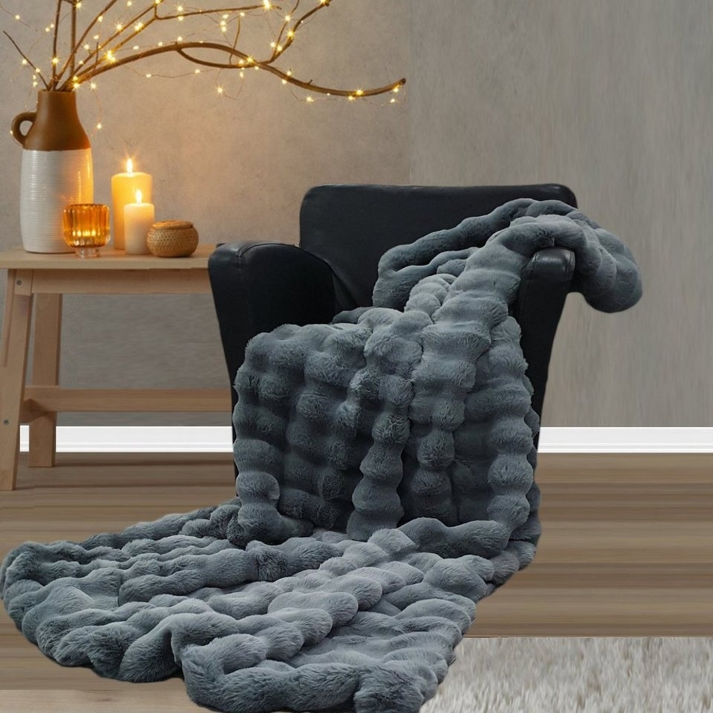 Webpelzdecke Felldecke Kuscheldecke Plaid 150x200 Cosy anthrazit 40145 Bild 1