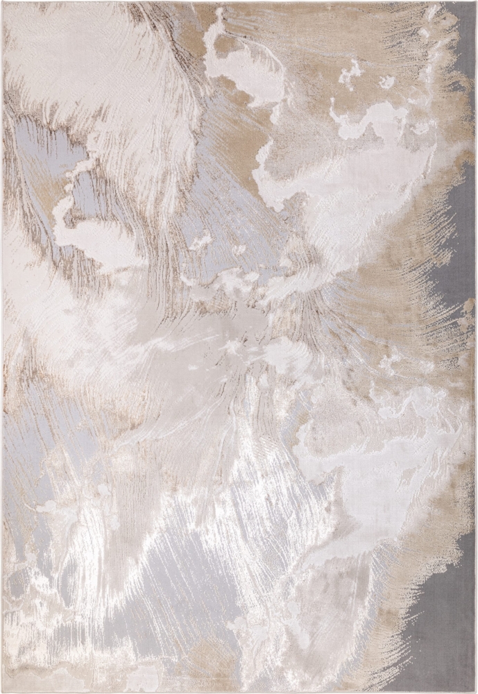 Großer Wohnzimmerteppich 200x290 cm | XXL-Teppich Polyester-Mischung | Raumteppich Eleganter Blickfang | Modernes Marmormuster | Gold-Grau-Beige-Champagner | COMO-Nesso von Kadima Design Bild 1