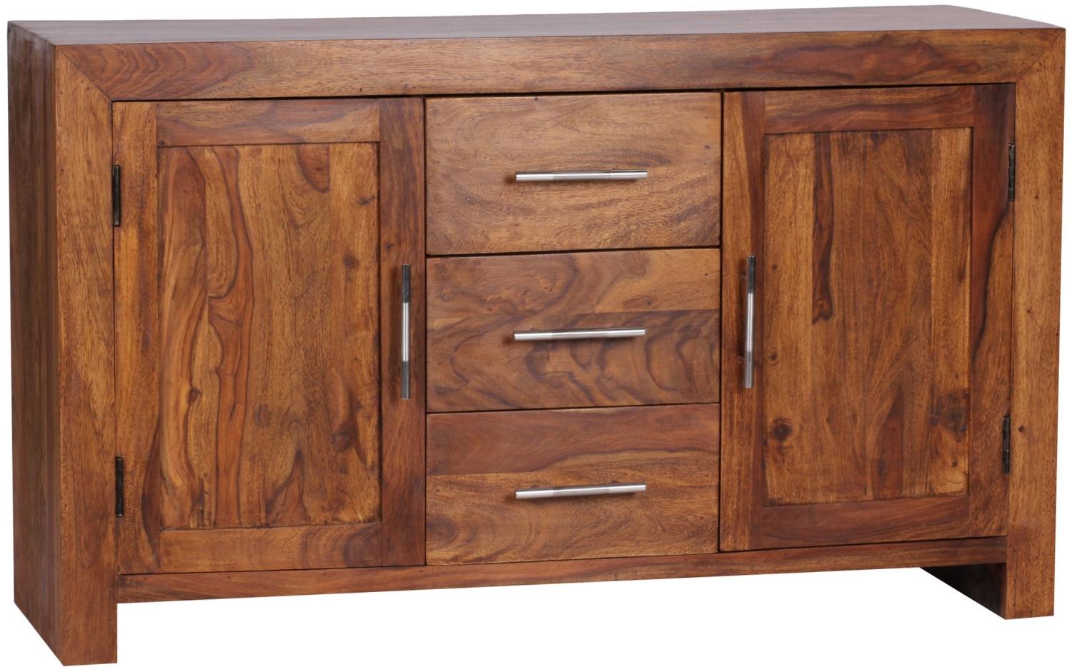 Kadima Design Elegantes Sideboard Sheesham, 3 Schubladen, 2 Türen, Landhaus-Stil. 118x40x70 cm Bild 1