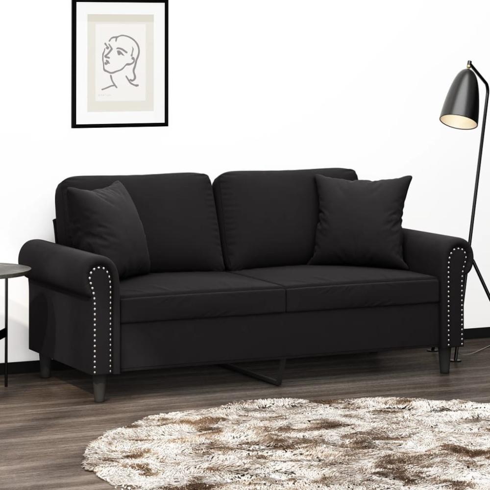 vidaXL 2-Sitzer-Sofa mit Zierkissen Schwarz 140 cm Samt 3200950 Bild 1