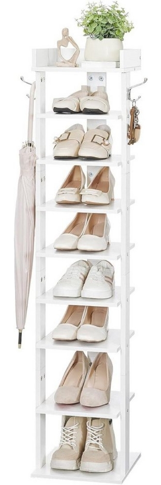 Hoobro Schuhregal vertikales Schuhablage, 9-lagiges Schuhschrank, schmale Schuhständer mit Zaun und Haken, platzsparend Bild 1