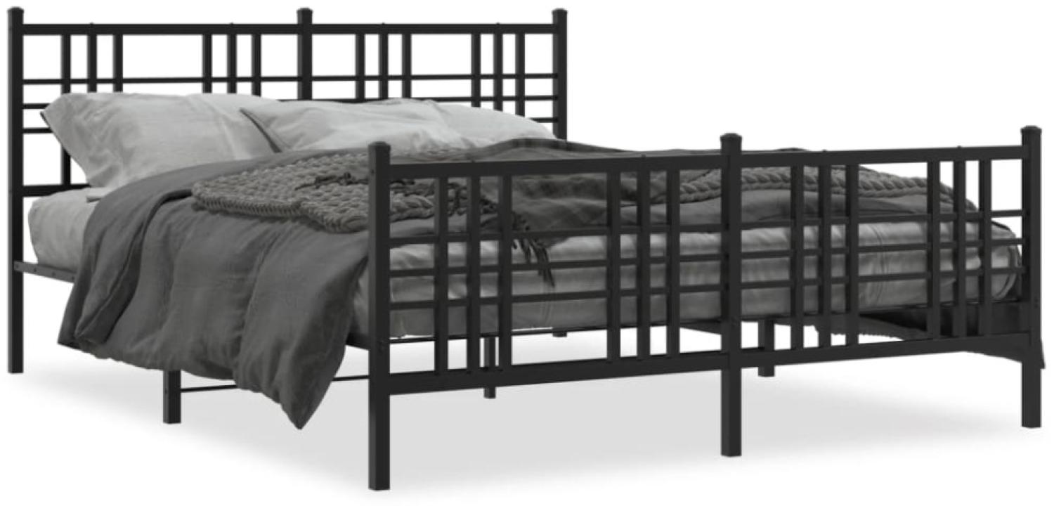 vidaXL Metallbett ohne Matratze mit Fußteil Schwarz 160x200 cm 376345 Bild 1