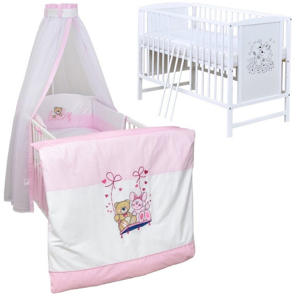 Baby-Delux Komplettbett Babybett Mia Komplettset, 10-tlg, Kinderbett 60x120 cm weiß, Bettset verschiedene Designs Bild 1