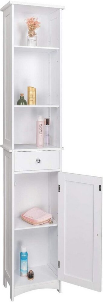 EUGAD Hochschrank (1-St) Badschrank, mit Schublade, Holz, weiß, 34x23x165cm Bild 1