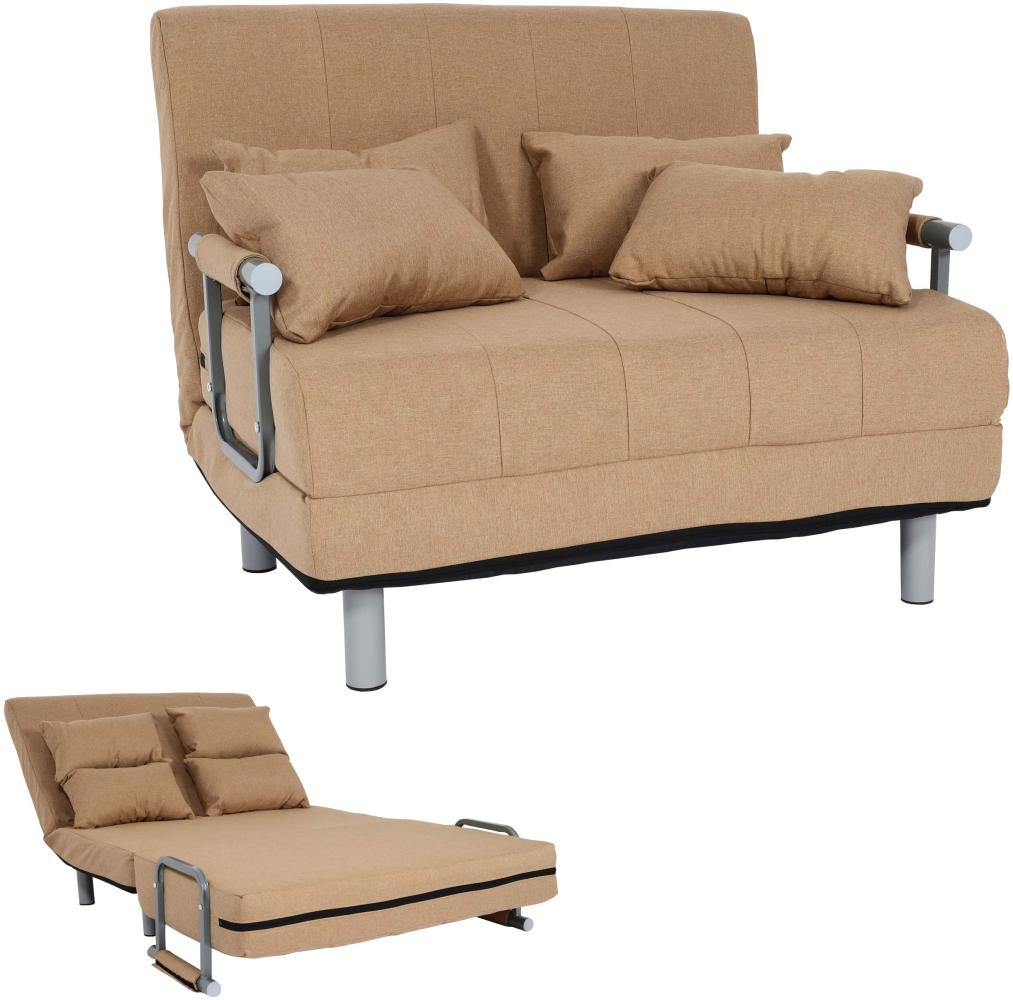 Schlafsessel HWC-K29, Klappsessel Schlafsofa Gästebett Relaxsessel, Liegefläche 186x97cm Stoff (270g/m²) ~ creme-beige Bild 1