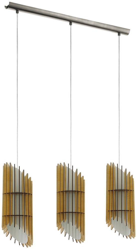 Pendelleuchte, Textil weiß, Holz natur, H 110 cm, AGREDA Bild 1