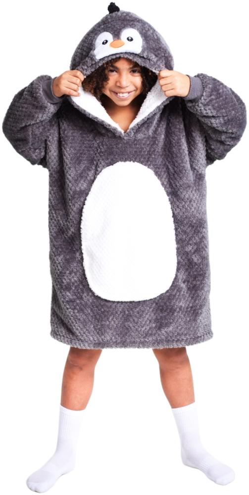 Noxxiez Kuschelige Hoodie-Decke für Kinder – Perfekt für 7 bis 14 Jahre Pinguin Bild 1