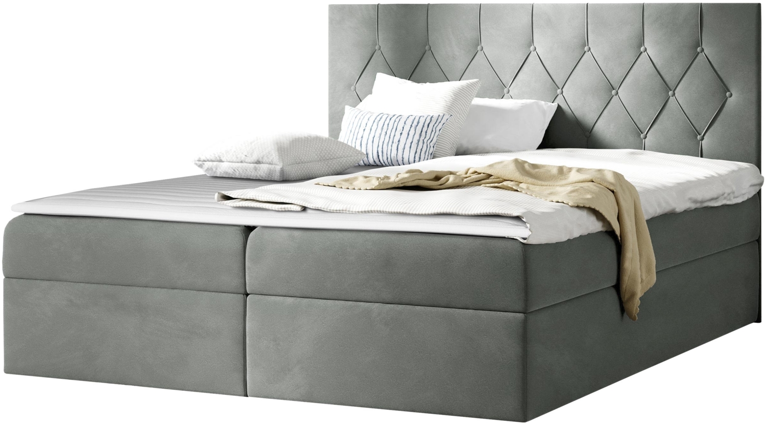 Boxspringbett Simori, Grau, 160 x 200 cm Bild 1