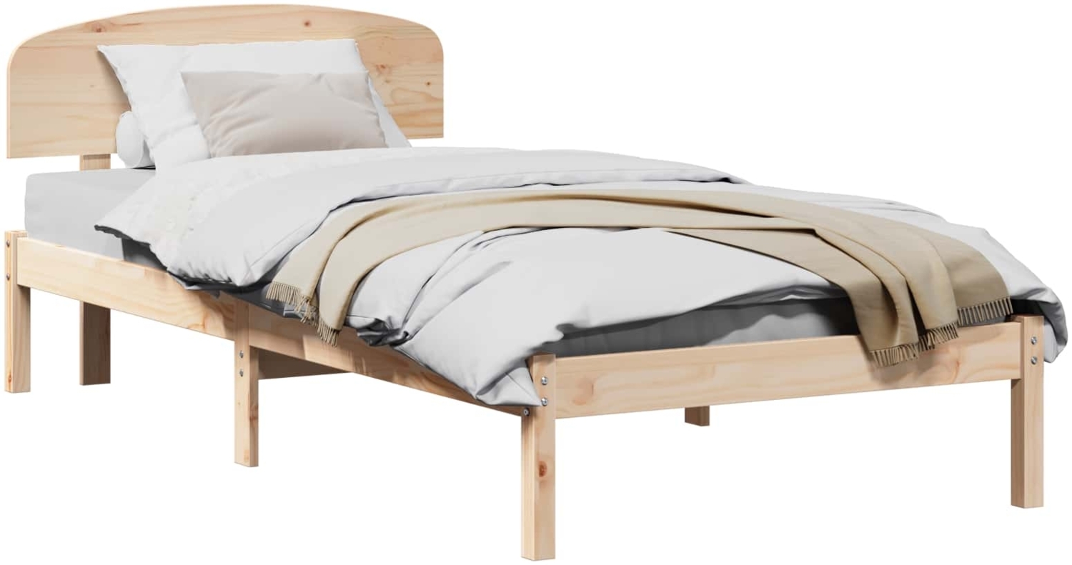vidaXL Bettrahmen mit Kopfteil Natur 80 x 200 cm Massives Kiefernholz 872083 Bild 1