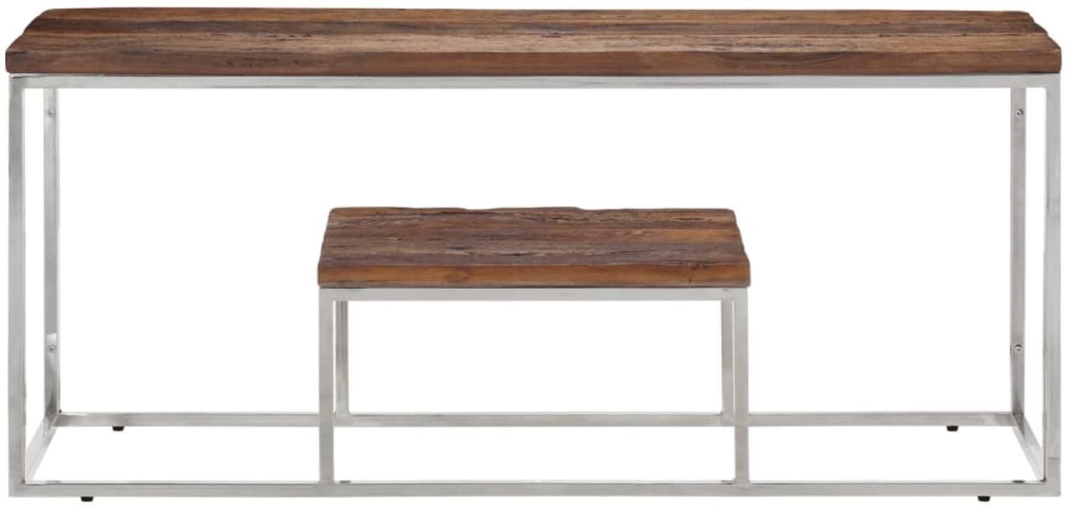 vidaXL Couchtisch Silbern Edelstahl und Massive Holzschwellen 350021 Bild 1
