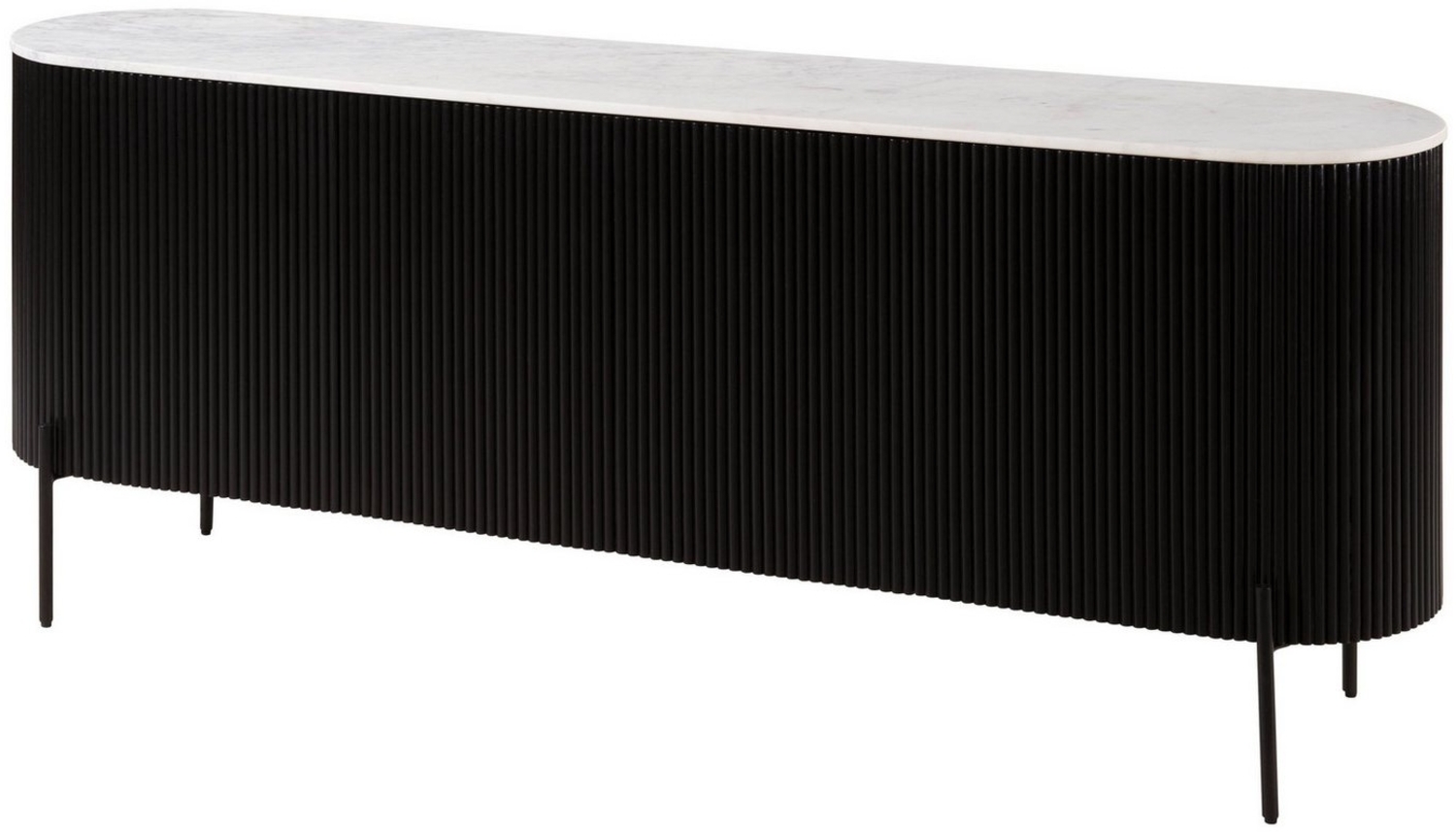 Massivmoebel24 Sideboard (Mango 200 x 40 x 76 schwarz lackiert / Marmor weiß BARCELONA #102) Bild 1