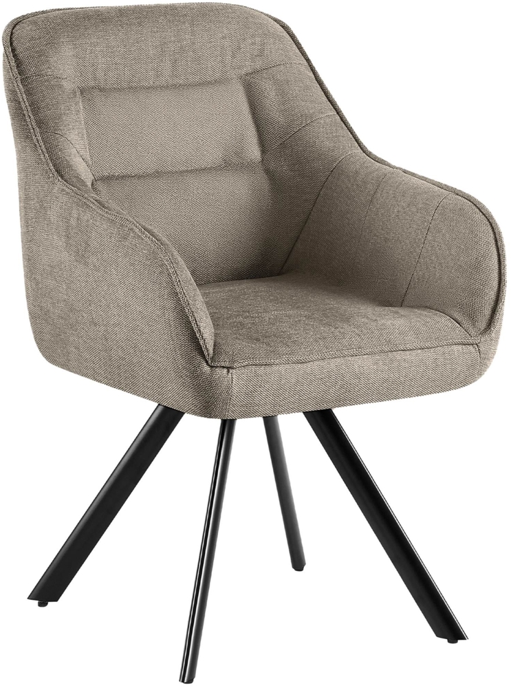 CLP Esszimmerstuhl Pettuli 180° schwenkbar gepolstert mit Rückenlehne bis 150 kg,taupe Stoff Bild 1