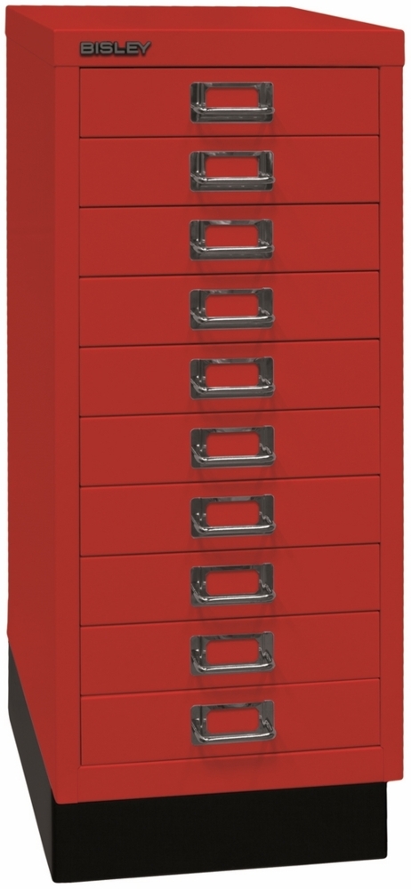 BISLEY Schubladenschrank aus Metall DIN A4 in kardinalrot Schrank mit 10 Schubladen und Sockel Werkzeugschrank, L2910S-670 Bild 1