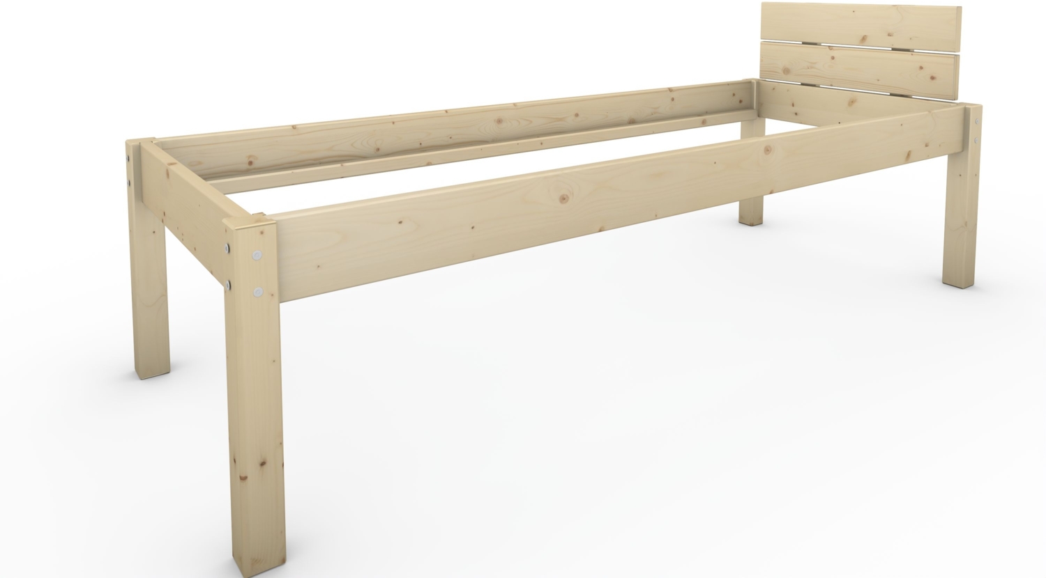 Pfostenbett Massivholzbett (Fichte) "Daybett" 80 x 220 cm 58 cm Holzbett 300kg Bild 1