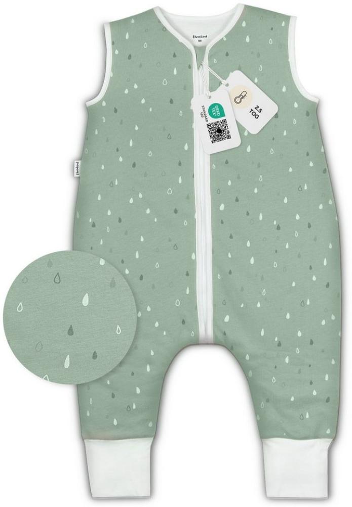 Ehrenkind® Babyschlafsack | Schlafsack mit Füßen 2.5 TOG | Bio-Baumwolle | Ganzjahres Schlafsack Baby Gr. 70 Farbe Jade Tropfen | Oeko-Tex | Schlafsack winter und Sommer Schlafsack Kinder Bild 1