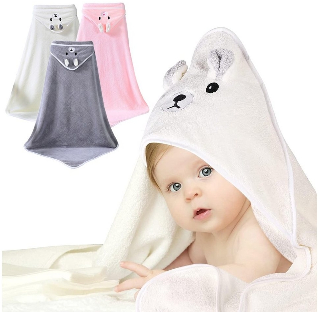 NUODWELL Kapuzenhandtuch 3 Stück Kapuzenhandtuch Baby, Saugfähiges Weiches Badeponcho, 80X80 cm, (3-St) Bild 1