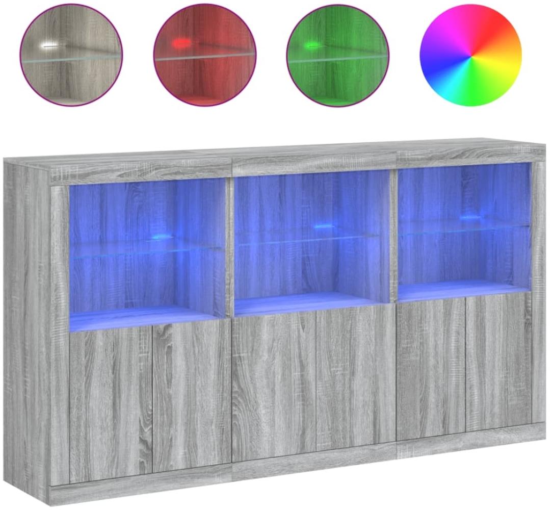 vidaXL Sideboard mit LED-Leuchten Grau Sonoma 181,5x37x100 cm 3209154 Bild 1