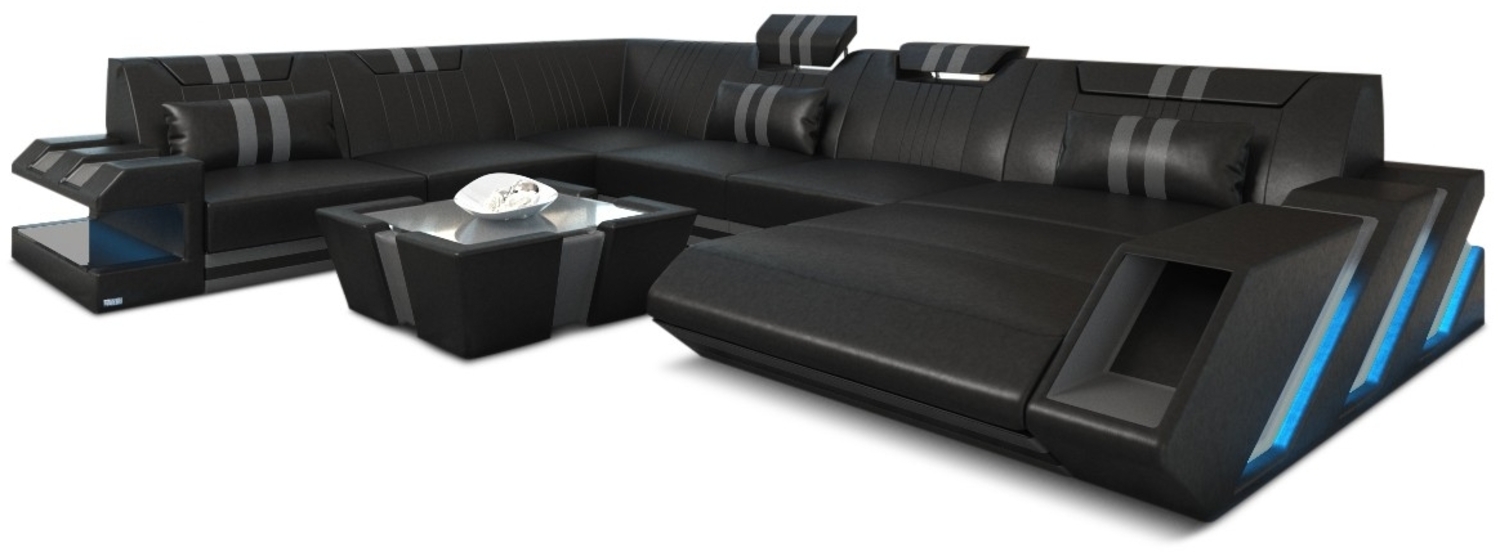 Sofa Dreams 'XXL Apollonia' Wohnlandschaft, 77 x 271 x 356 cm, Schwarz / Grau, Büffelleder, Rechts Bild 1