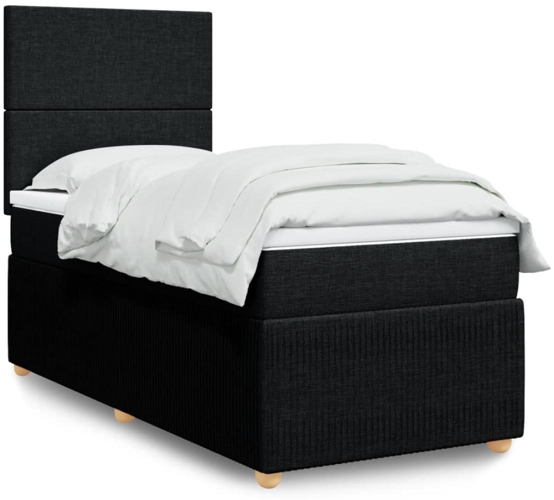 vidaXL Boxspringbett mit Matratze Schwarz 100x200 cm Stoff 3294262 Bild 1