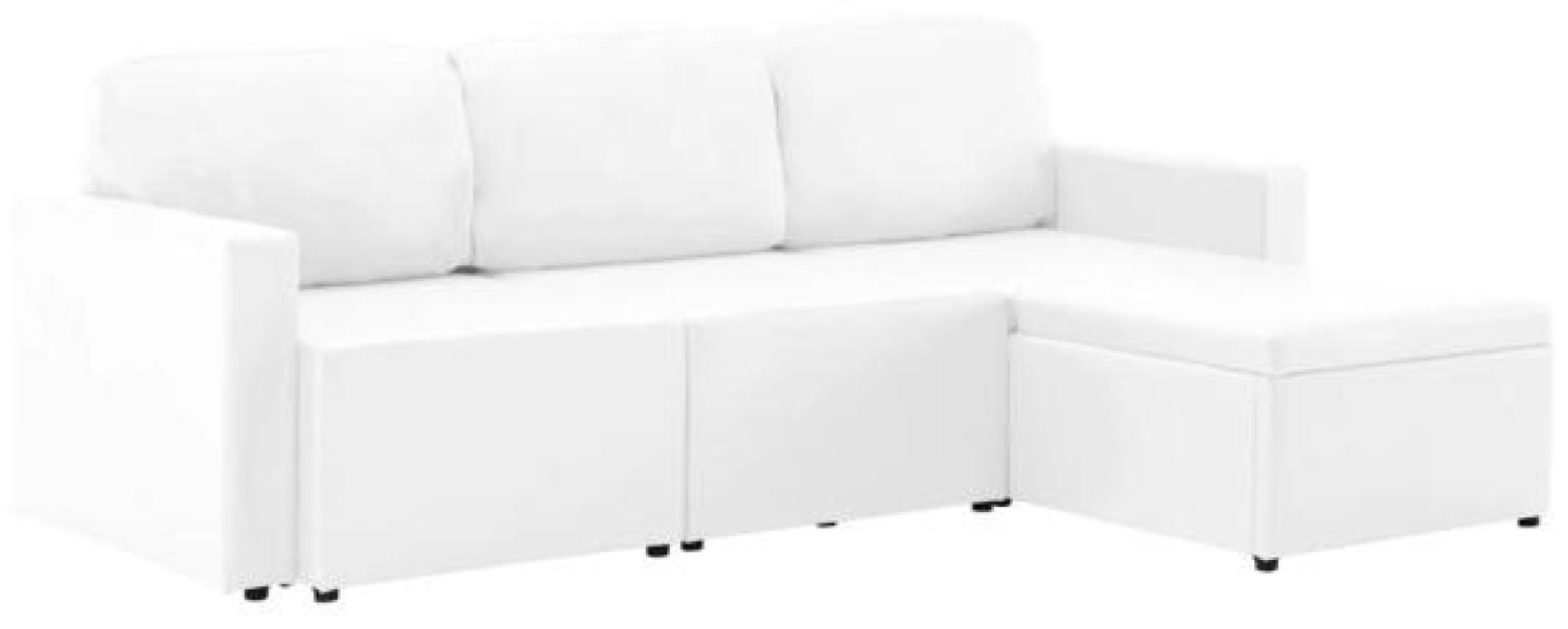 vidaXL Modulares 3-Sitzer-Schlafsofa, Kunstleder weiß, 216 x 149 x 72 cm Bild 1