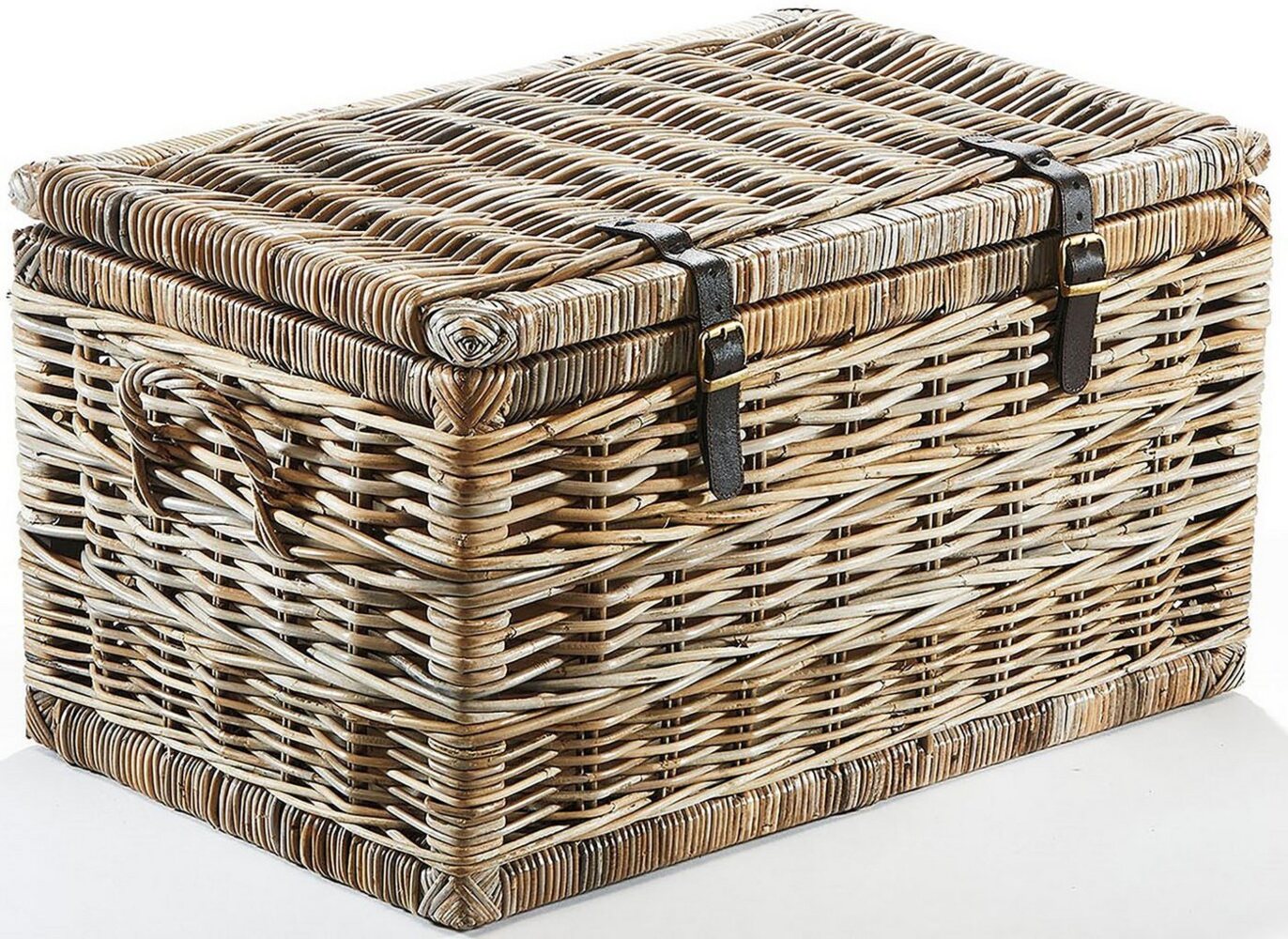 Kobolo Truhe Sitztruhe aus Rattan mit Griffen Kubu Grau 70 cm (1 St), mit Stauraum Bild 1