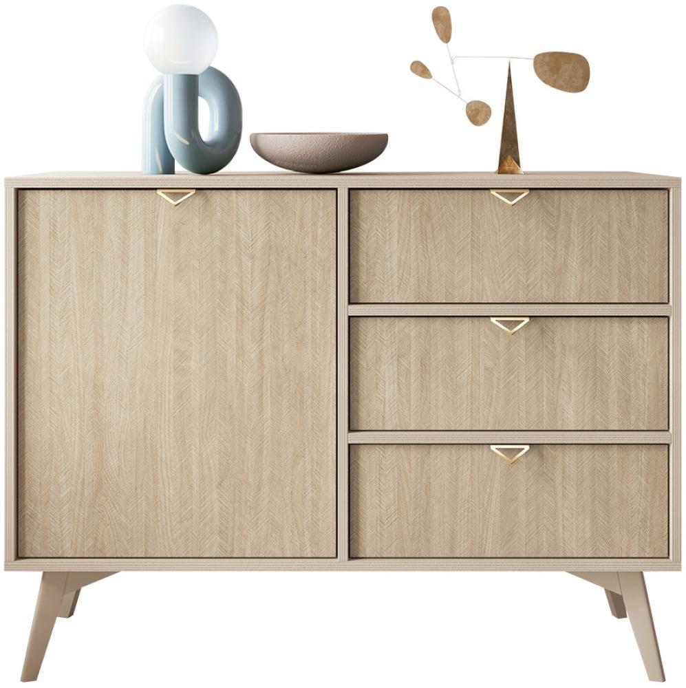 Kombikommode Forest KSZD106 (Farbe: Sandbeige / Scandi Fischgrät) Bild 1