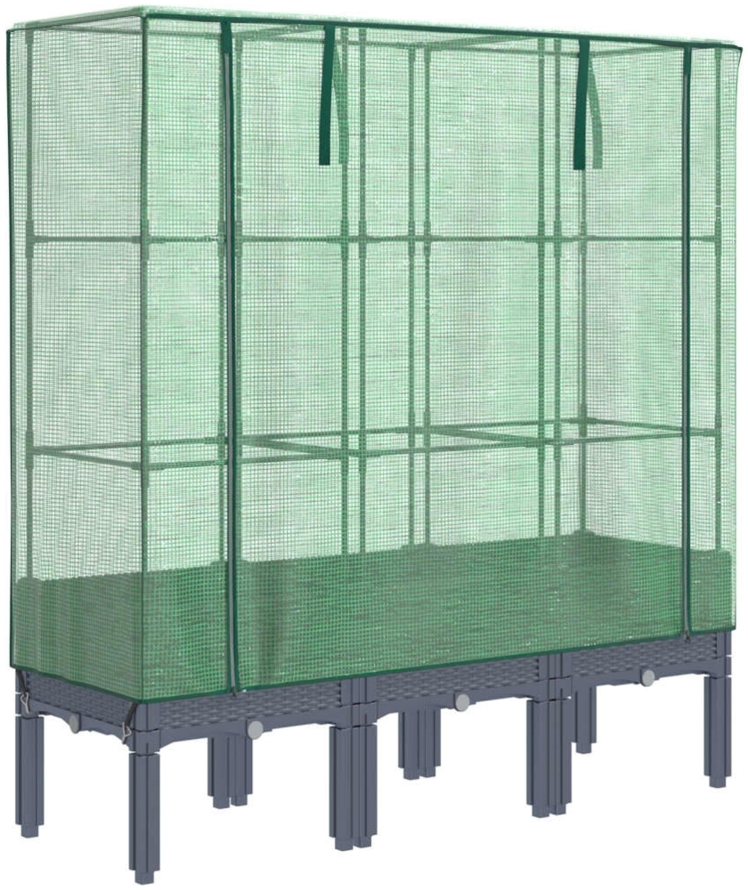 vidaXL Hochbeet mit Gewächshaus-Aufsatz Rattan-Optik 120x40x140 cm 4015834 Bild 1