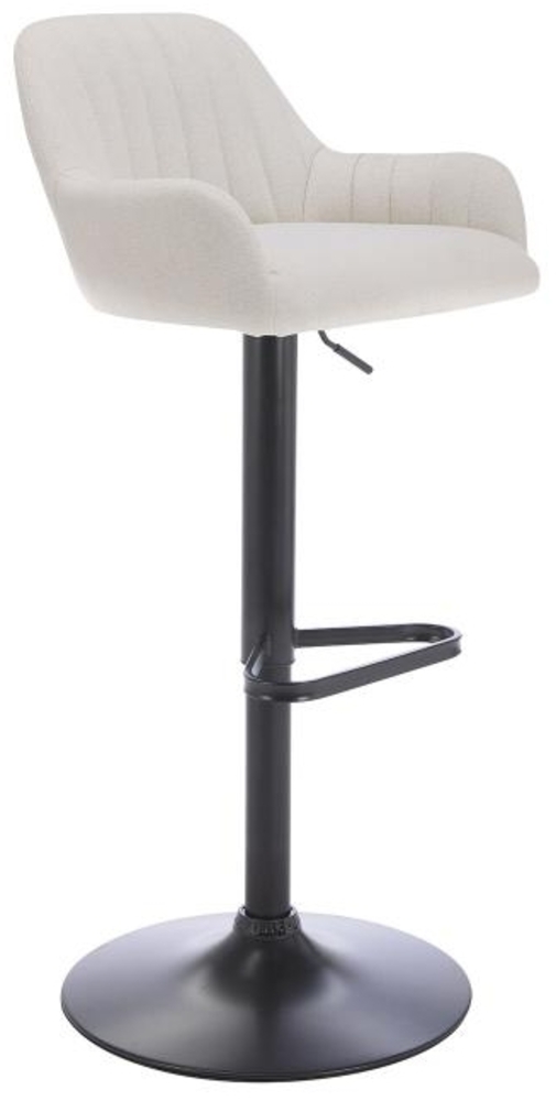 Vente-unique - Barhocker - Stoff & schwarzes Metall - Höhenverstellbar - Cremefarben - ELEANA Bild 1