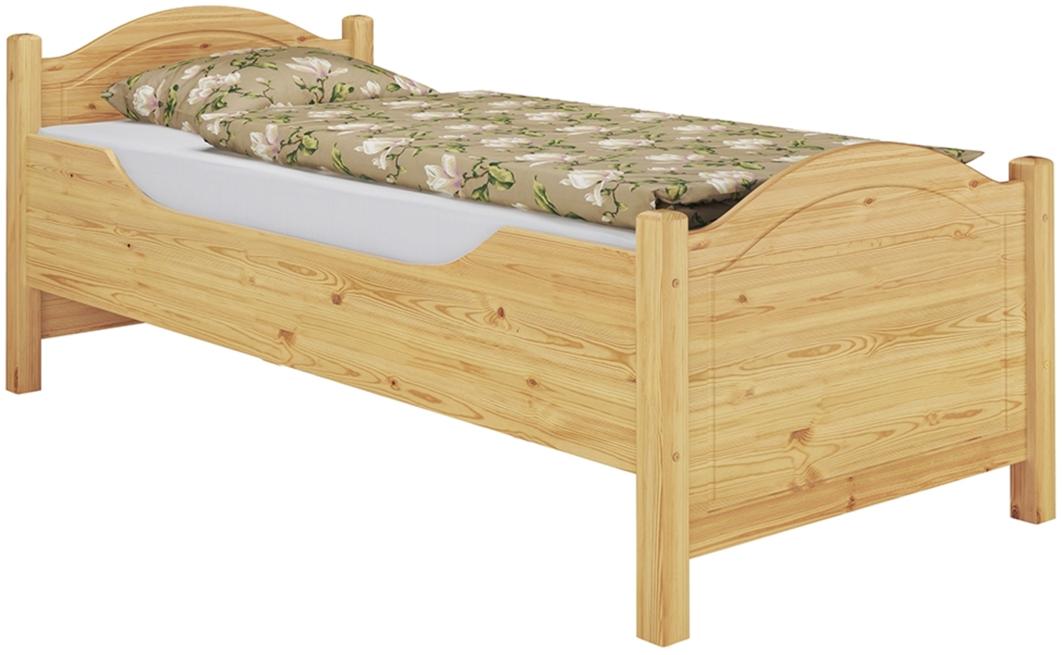 Seniorenbett extra hoch Rollrost Matratze 100x200 Massivholz Holzbett Gästebett 60.40-10FLM Bild 1