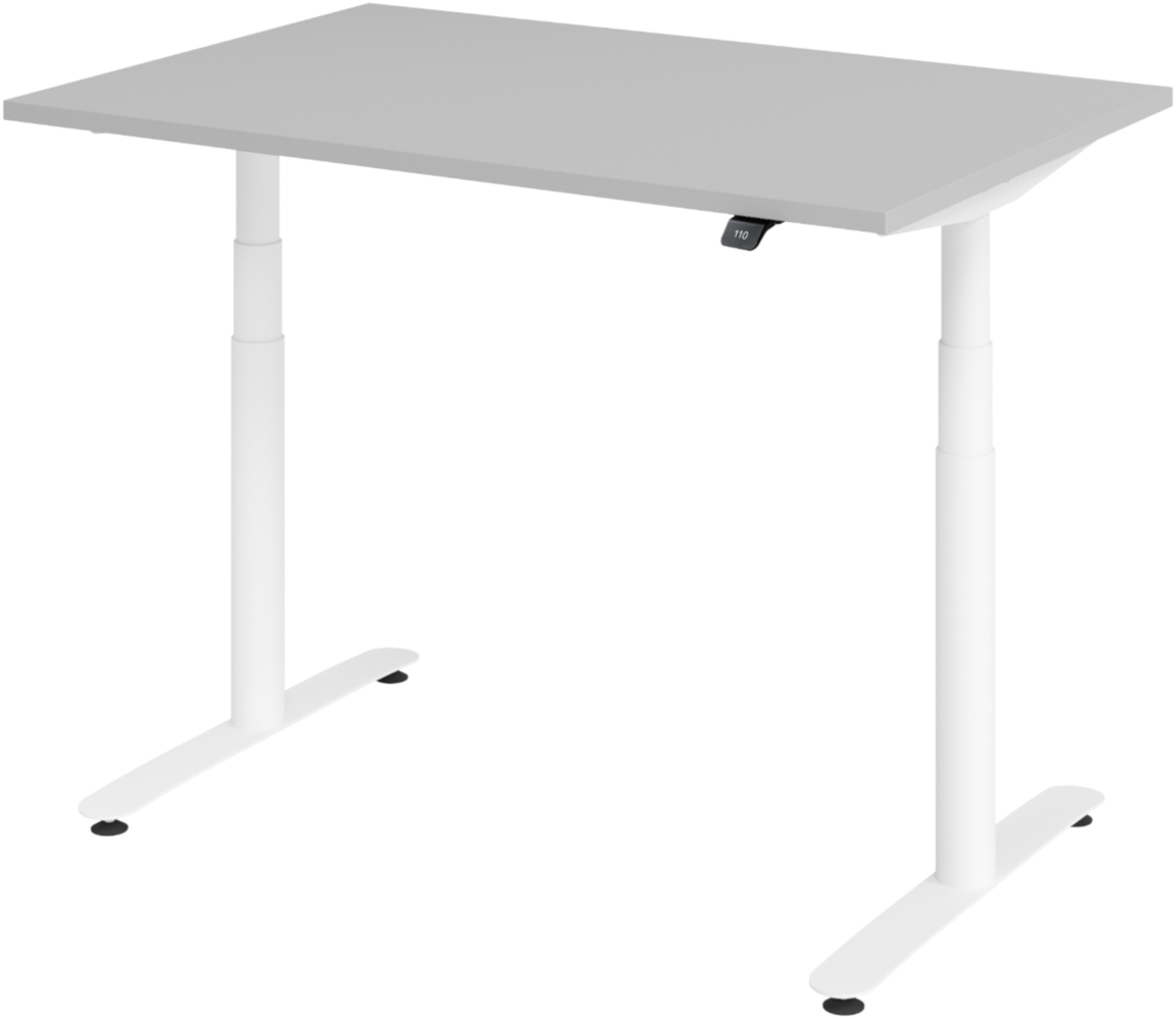 bümö elektrisch höhenverstellbarer Schreibtisch 120x80 cm mit Memory, Bluetooth & App-Steuerung - Schreibtisch höhenverstellbar elektrisch , elektrischer Schreibtisch grau, Gestell weiß, XDLR-12-5-W Bild 1