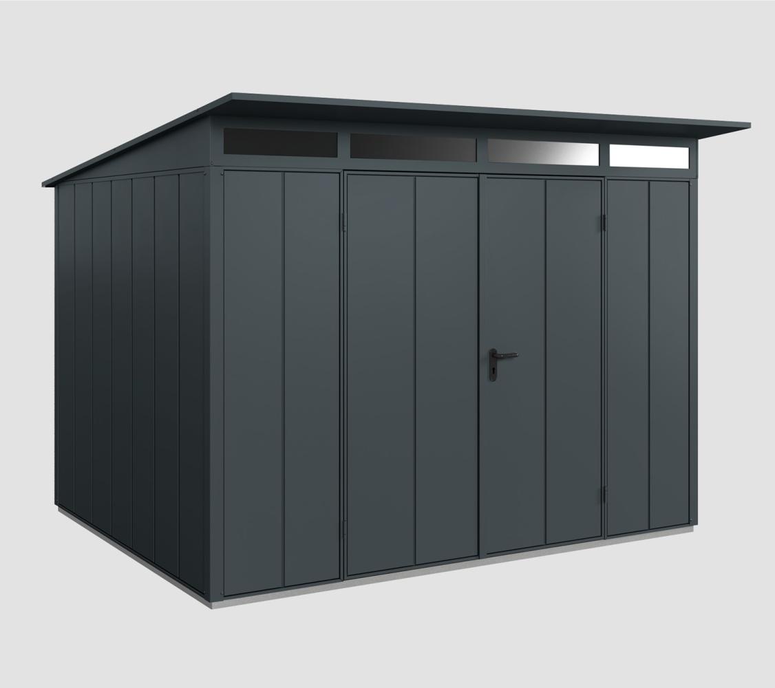 Hörmann Ecostar Metall-Gerätehaus Elegant mit Pultdach Typ 3, 238 x 303 cm , anthrazitgrau, 7,2 m²,2-flüglige Tür Bild 1