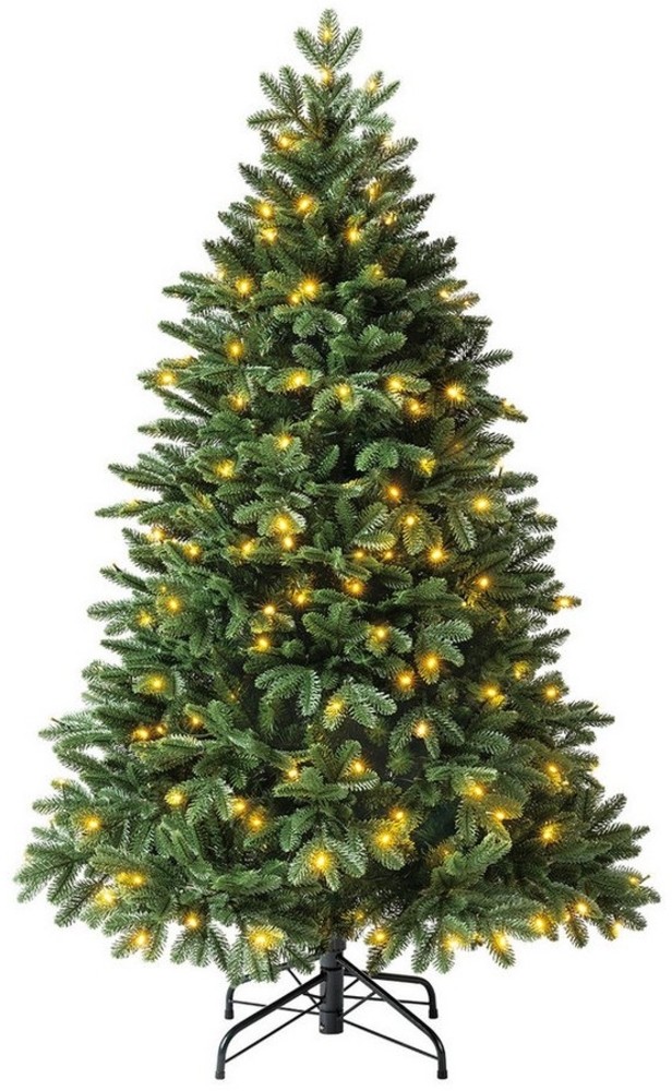 Dehner Künstlicher Weihnachtsbaum Alva, 250 LEDs warmweiß, 150 cm, Ø Baum 104 cm, inkl. Metallständer Bild 1