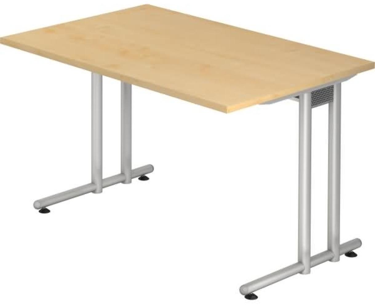 Schreibtisch NS12 C-Fuß 120x80cm Ahorn Gestellfarbe: Silber Bild 1