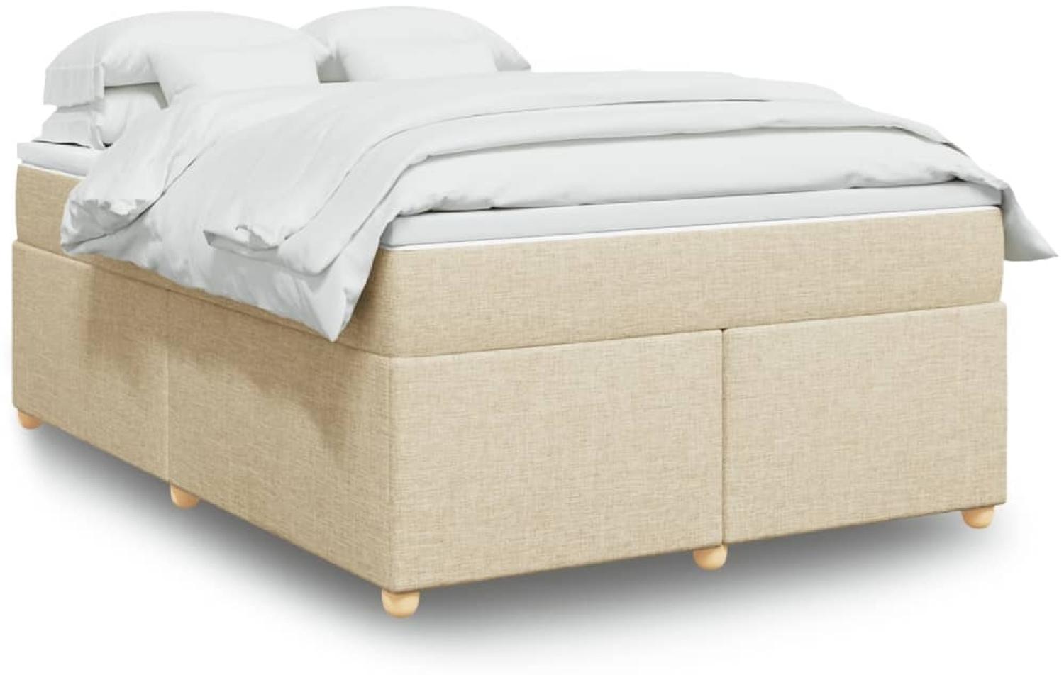 vidaXL Boxspringbett mit Matratze Creme 160x200 cm Stoff 3285392 Bild 1