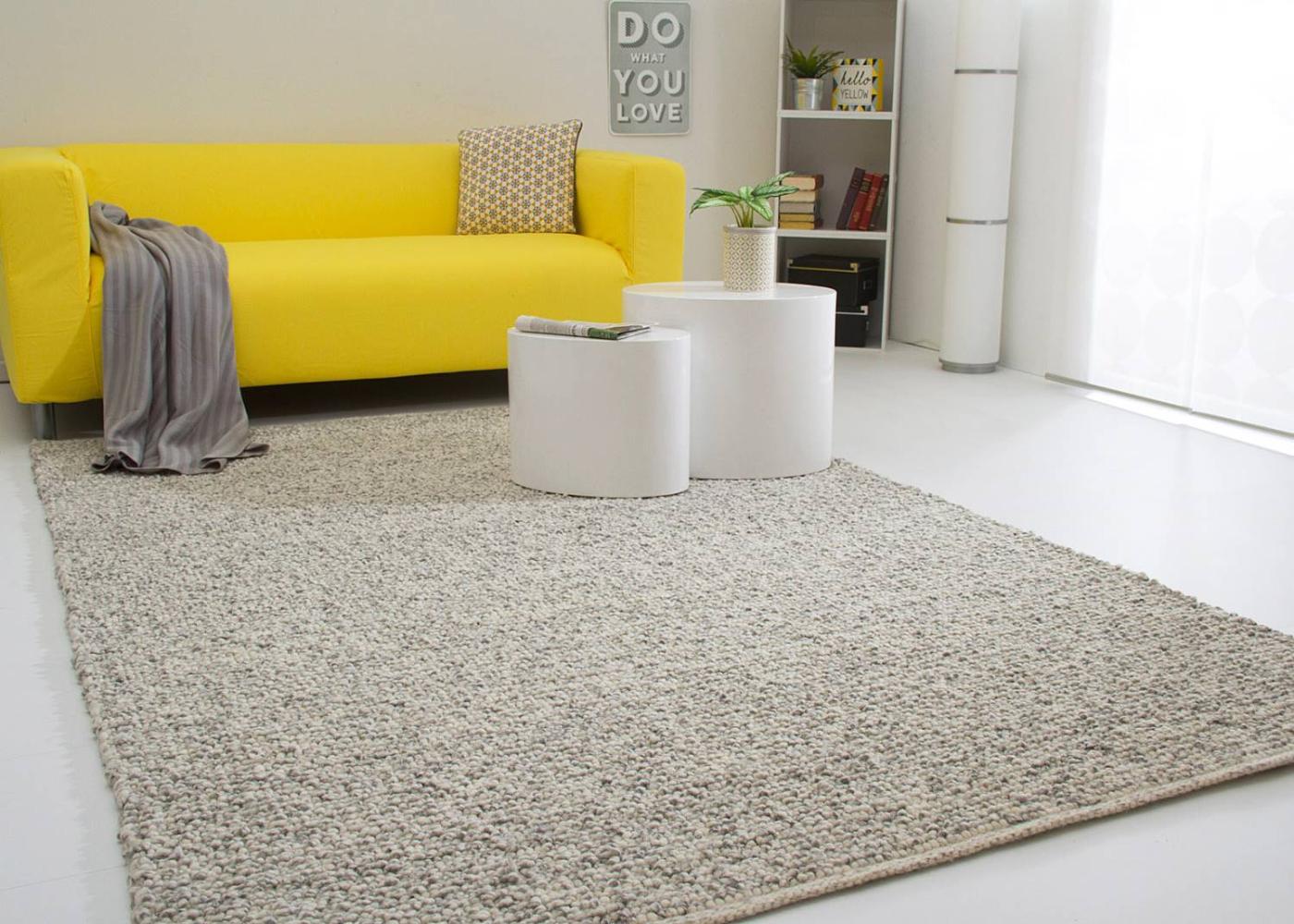 Handweb Teppich Waldsee, Farbe: Creme Grau meliert, Größe: 170x240 cm Bild 1