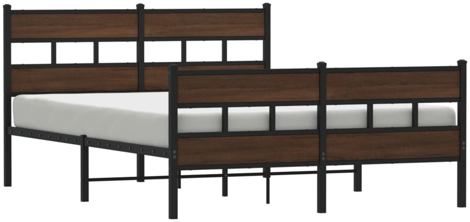 vidaXL Metallbett ohne Matratze Braun Eichen-Optik 150x200 cm 3308476 Bild 1
