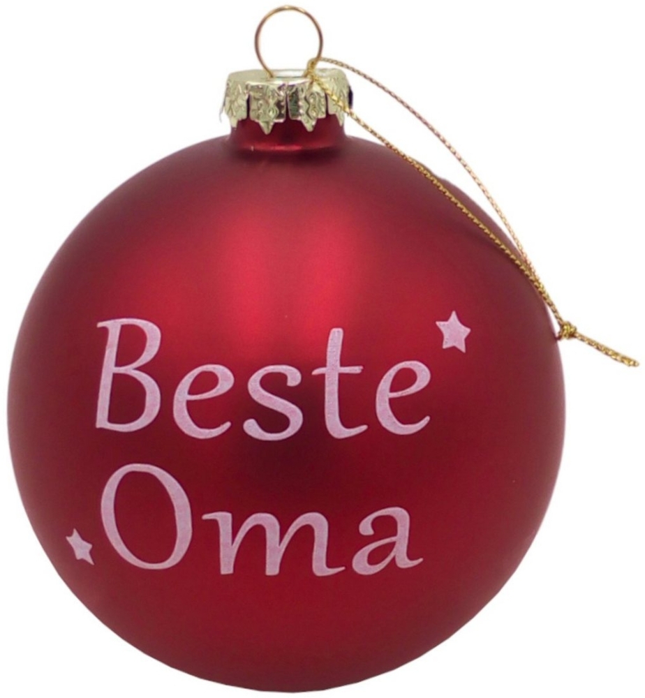 BURI Glas-Weihnachtsbaumkugeln rot mit Spruch ∅ 10cm Christbaumschmuck Weihnachtsdeko Bild 1