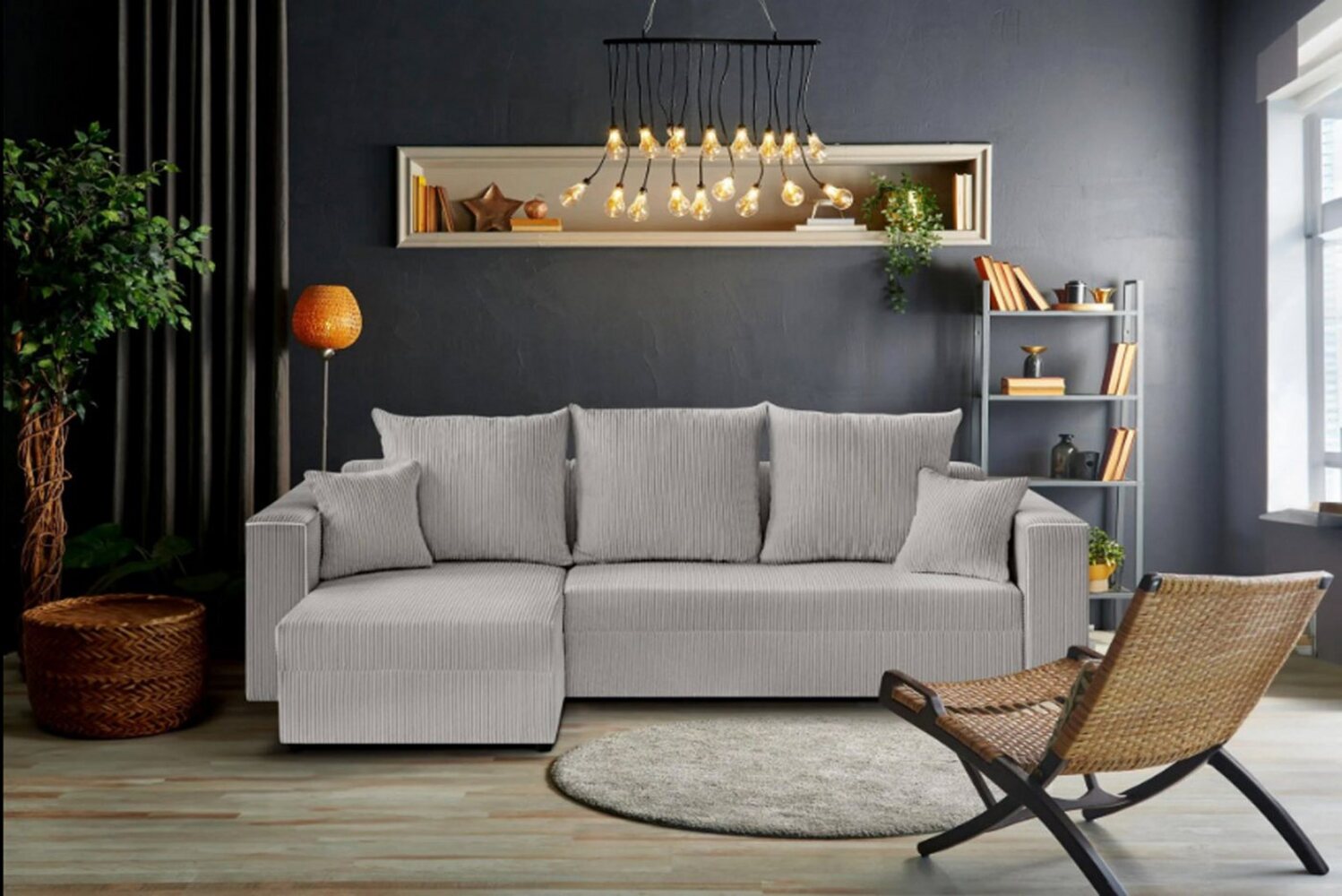 Beautysofa Ecksofa HAMLET, inkl. Schlaffunktion, Bettkasten, universelle Lounge-Ecke, stilvoll L-förmiges Schlafsofa Bild 1