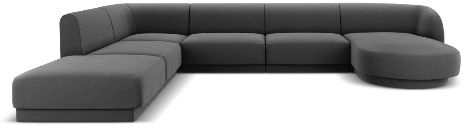 Micadoni 6-Sitzer Panorama Ecke links Sofa Miley | Beinfarbe Black Plastic, Grau, Samt Bild 1