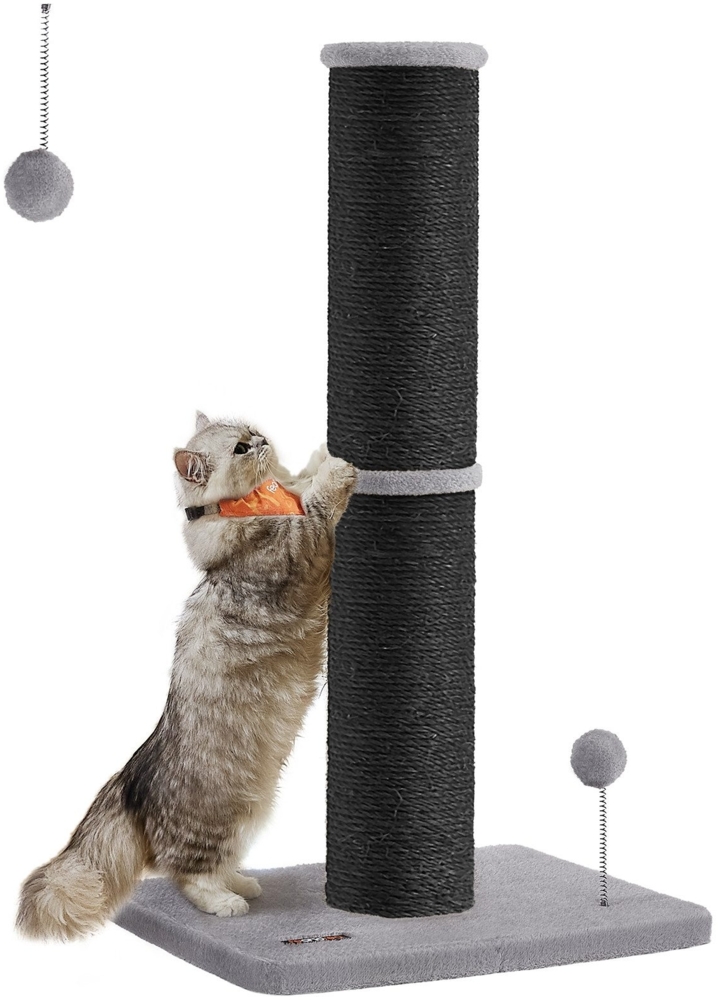 Feandrea Kratzbaum, 85 cm hoch, Kratzsäule, 13 cm Dicker Stamm, Katzenbaum, Kratzstamm für mittelgroße und große Katzen, Sisalstamm, mit Plüschball und Glocke, Tintenschwarz PCADE041B01 Bild 1