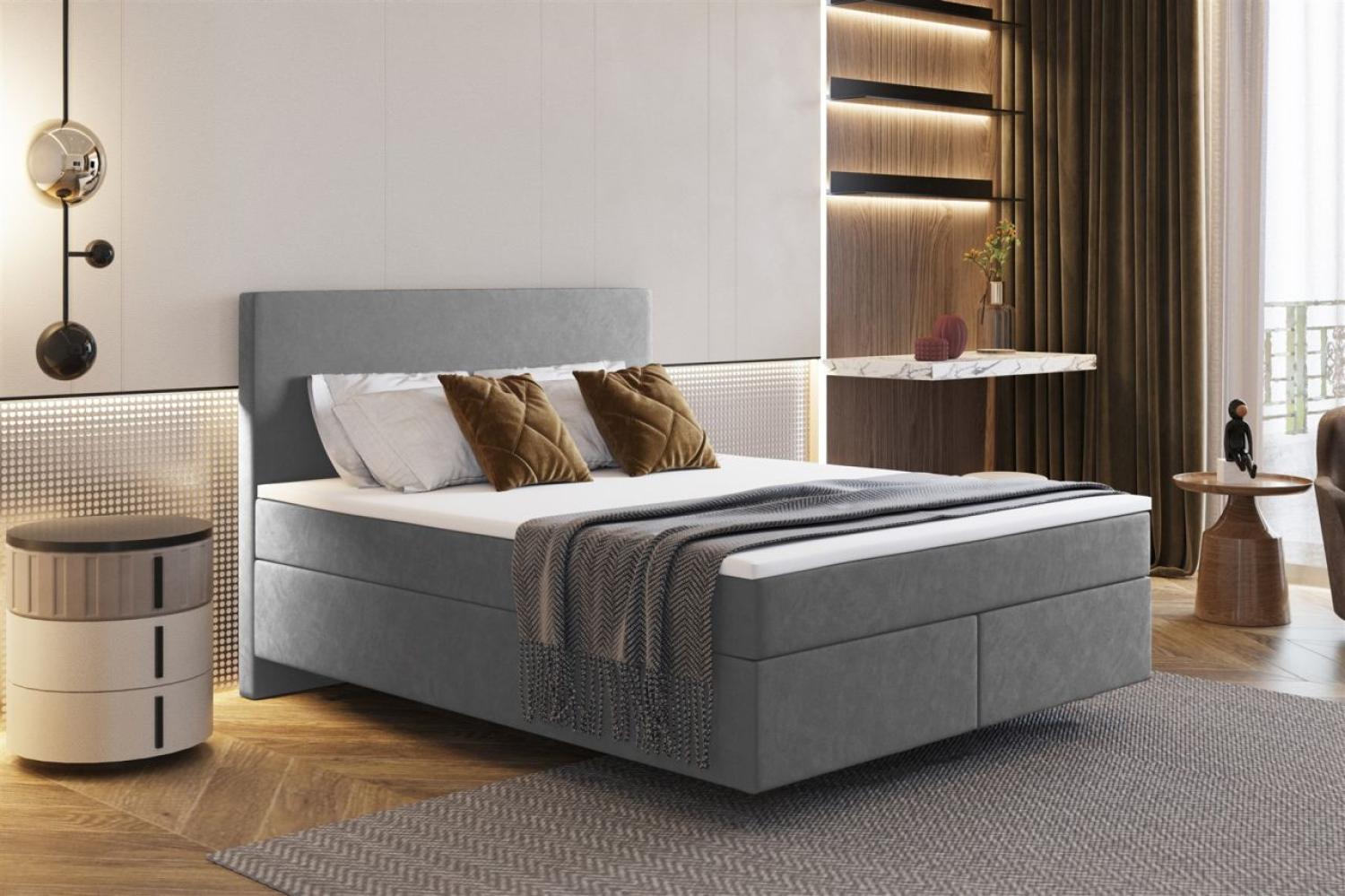 Boxspringbett Schlafzimmerbett ROCIO Nr. 5 Premium 200x200cm in Stoff Dunkelgrau Bild 1