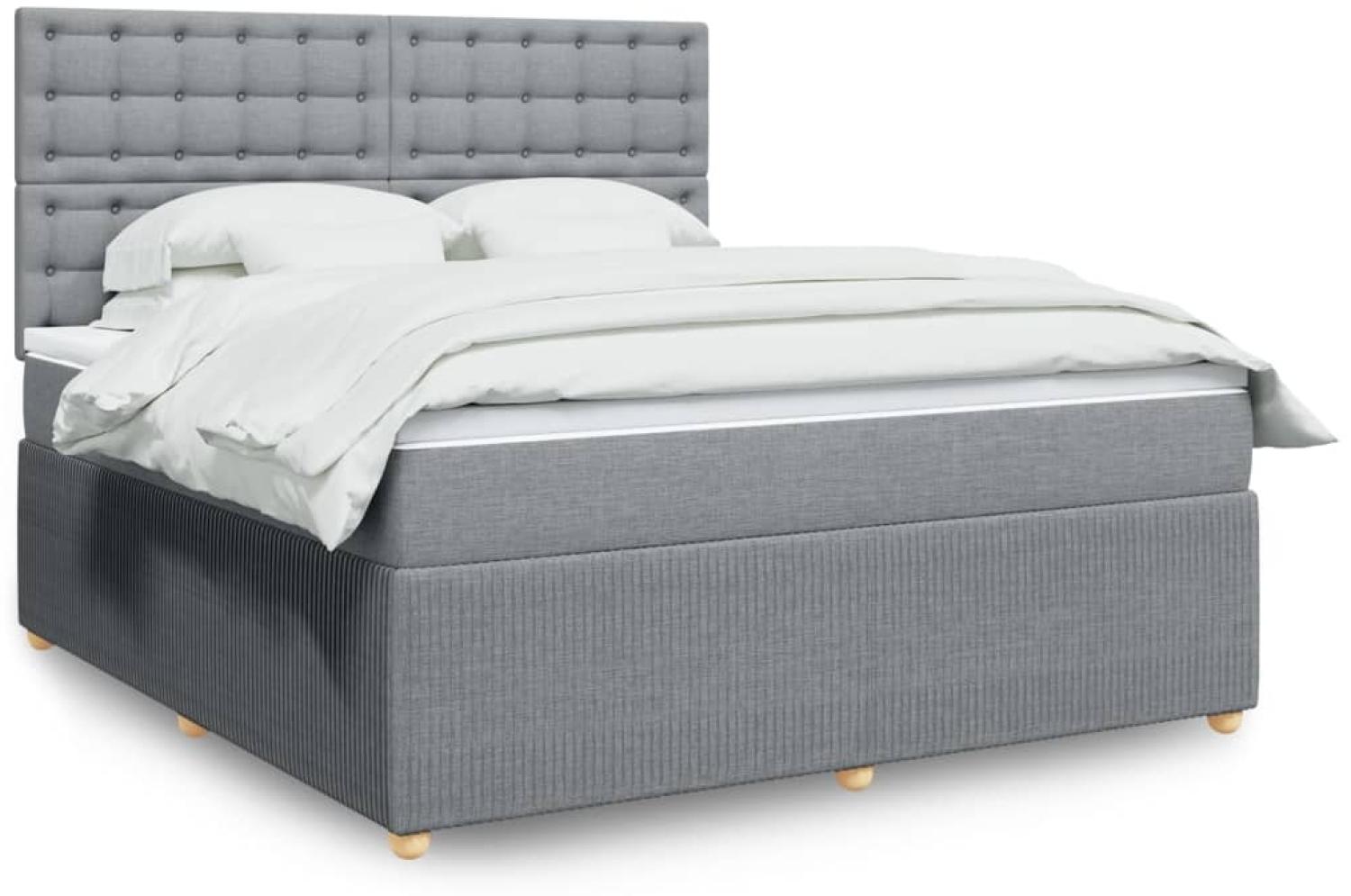 vidaXL Boxspringbett mit Matratze Hellgrau 180x200 cm Stoff 3294449 Bild 1