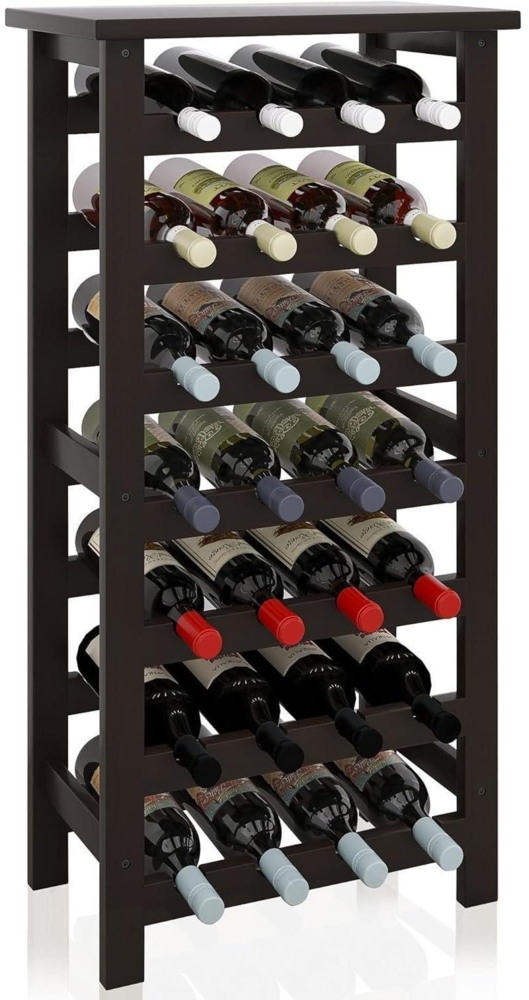 Weinregal aus Bambus für 28 Flaschen 7 Etagen freistehend dunkelbraun Bild 1