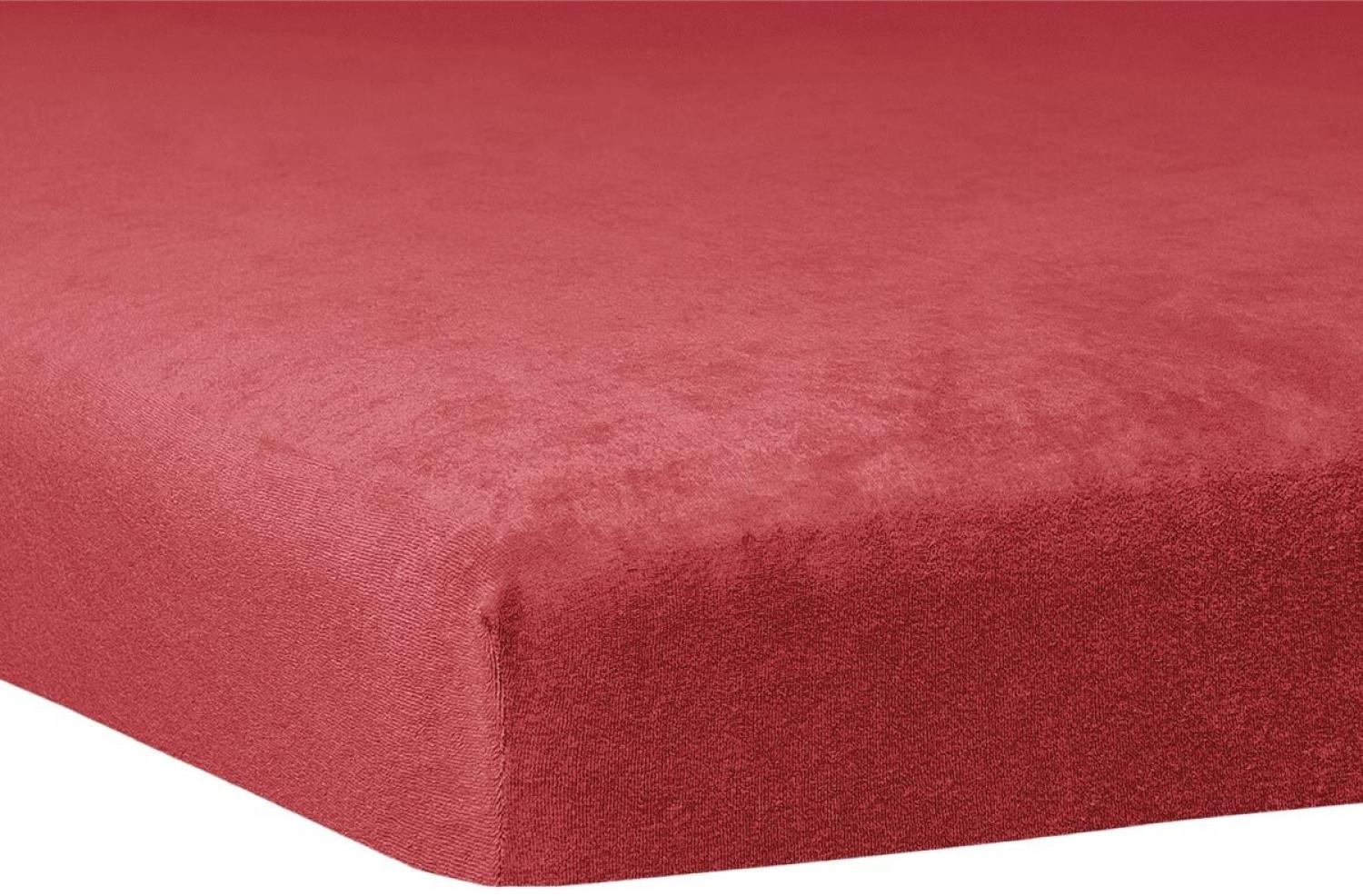 Traumschlaf Flausch Biber Topper Spannbettlaken|180x200 cm - 200x200 cm| burgund Bild 1