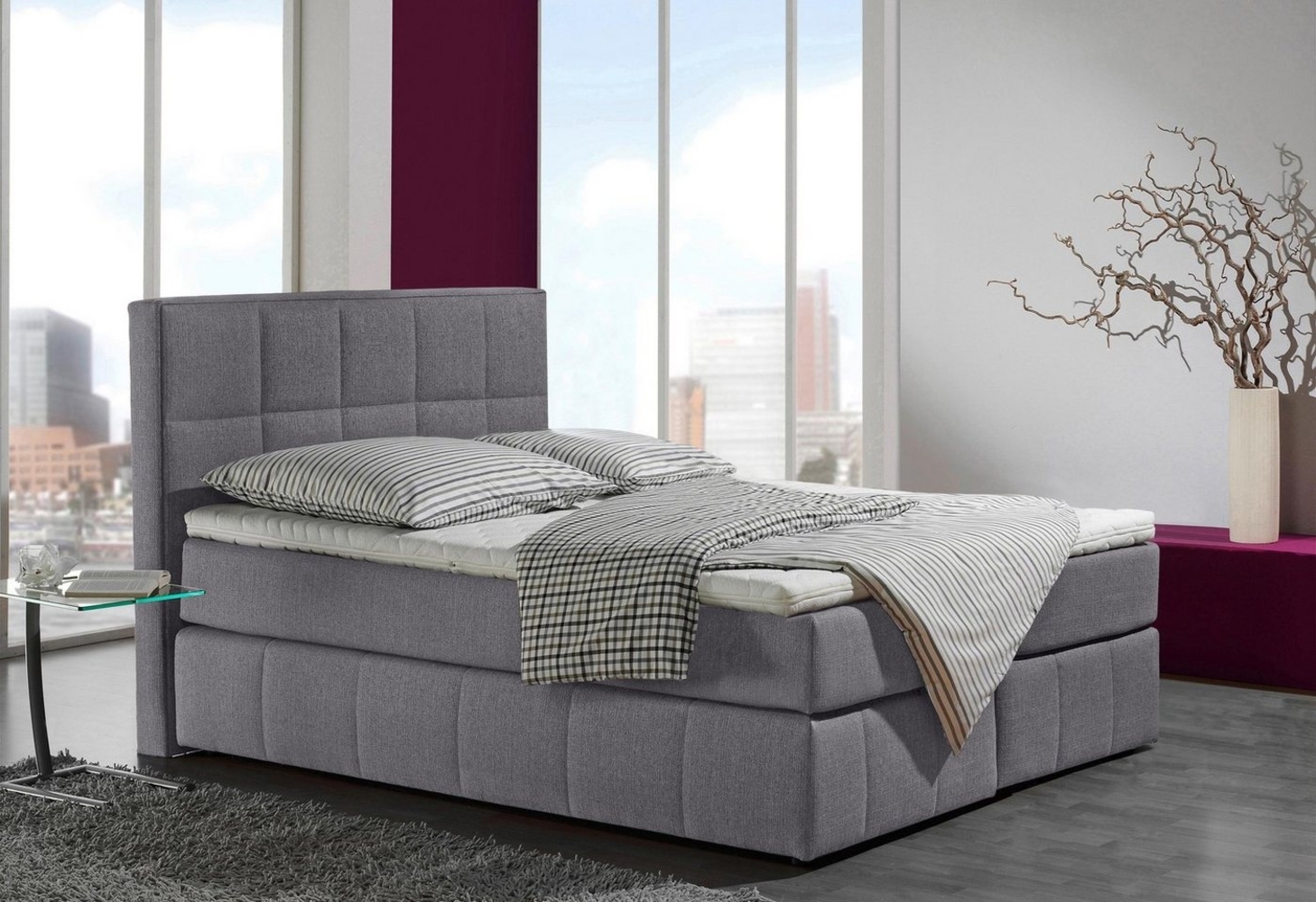 INOSIGN Boxspringbett Casano, mit feiner Steppung, in 3 Matratzenarten, 2 Härtegraden und 5 Farben Bild 1