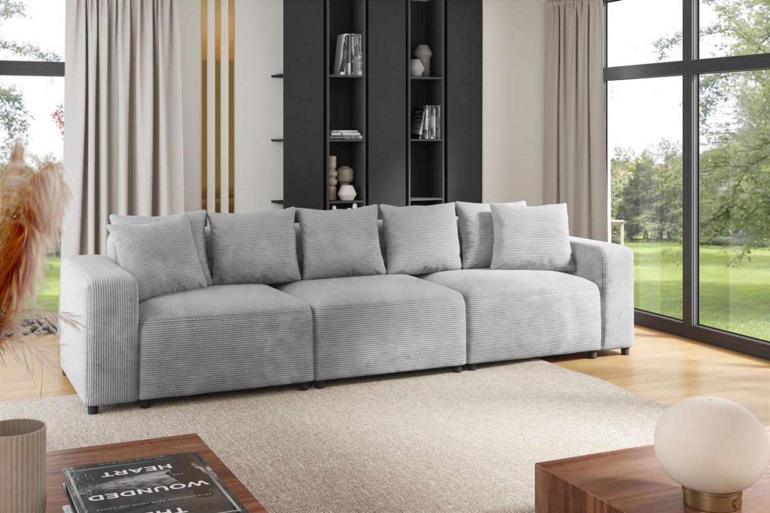 Sofa Designersofa Bigsofa MEGAN 3-Sitzer in Stoff Poso Hellgrau Bild 1